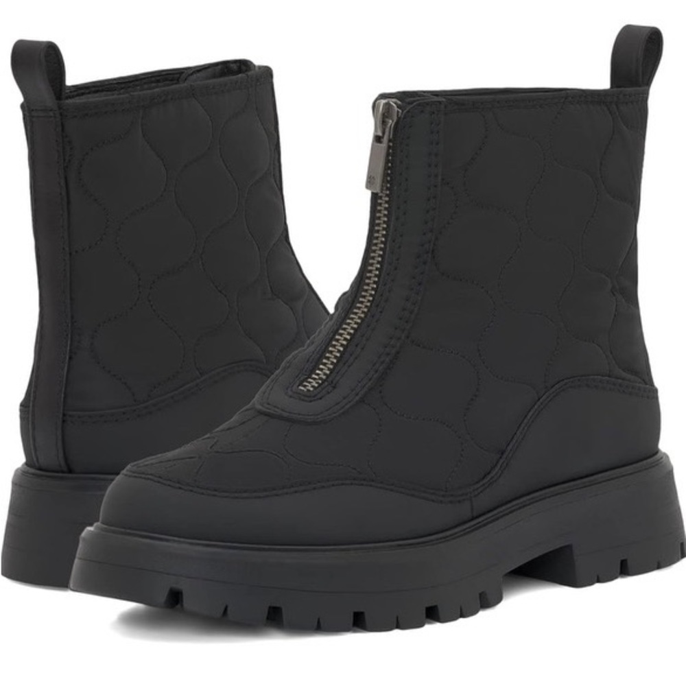LUCKY BRAND BLACK APPYLE QUILTED ANKLE BOOTS